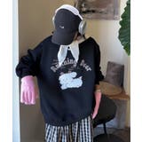 ブラック | ゆるふわプリント裏起毛スウェット【AW】 | aimoha 