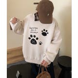 ベージュ | パウプリント刺繍裏起毛スウェット【AW】 | aimoha 