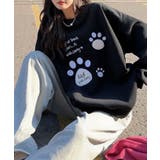 ブラック | パウプリント刺繍裏起毛スウェット【AW】 | aimoha 
