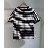 ブラック | 【aimoha MEN】ボーダーヘンリーネックTシャツ | aimoha men
