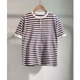 ブラウン | 【aimoha MEN】ボーダーヘンリーネックTシャツ | aimoha men