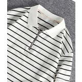 【aimoha MEN】ジップアップボーダーポロシャツ | aimoha men | 詳細画像1 