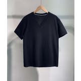 ブラック | 【aimoha MEN】スリットネックTシャツ | aimoha men