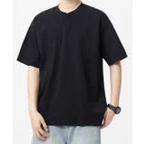 ブラック | aimoha men シンプルヘンリーネックシャツ | aimoha men