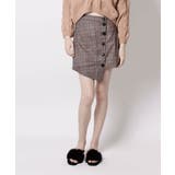 BROWN | グレンチェッククロススカート チェック スカート | aimoha 