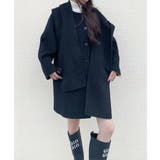 ブラック | フードマフラー付きダブルブレストウールコート【AW】 | DECADECLASSIC