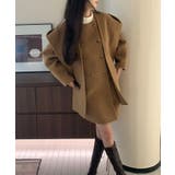 キャメル | フードマフラー付きダブルブレストウールコート【AW】 | DECADECLASSIC