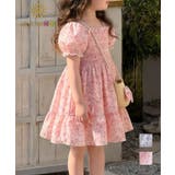 【aimoha-KIDS-】小花柄シャーリングワンピース(バッグ付き) | aimoha kids | 詳細画像1