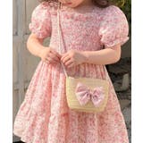 ピンク | 【aimoha-KIDS-】小花柄シャーリングワンピース(バッグ付き) | aimoha kids