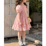 【aimoha-KIDS-】小花柄シャーリングワンピース(バッグ付き) | aimoha kids | 詳細画像2