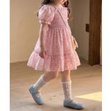 【aimoha-KIDS-】小花柄シャーリングワンピース(バッグ付き) | aimoha kids | 詳細画像4