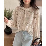 ライトベージュ | フラワーレース シアーカーディガン＆キャミソールセット | aimoha 