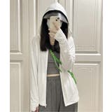 ホワイト | UVカット 軽量 指穴付き フード付き ジップパーカー | aimoha 