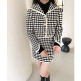 新色追加 フレンチガーリー千鳥柄ジャケット＆スカートセットアップ 韓国ファッショ… | aimoha  | 詳細画像10 