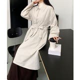 ライトベージュ | 【BANICO】袖ストライプ ロングシャツコート | aimoha 