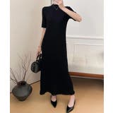 ブラック | 【BANICO】5分袖 ニット マキシワンピース | aimoha