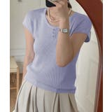 【BANICO】フレンチスリーブヘンリーリブTシャツ | aimoha  | 詳細画像5 