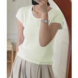 オフホワイト | 【BANICO】フレンチスリーブヘンリーリブTシャツ | aimoha 