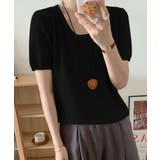 ブラック | 【BANICO】UネックリブTシャツ | aimoha 