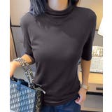 グレー | ハイネックフィット半袖トップス | aimoha