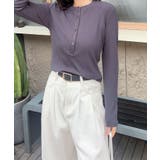 グレー | aimoha - select -/ヘンリーネックリブトップス | aimoha 