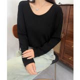 ブラック | aimoha - select -/サイドシャーリングリブトップス | aimoha 