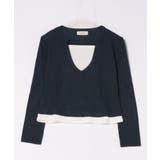 ボタン付きVネックレイヤードリブトップス | aimoha | 詳細画像7