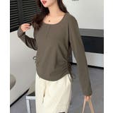 カーキ | aimoha - select -/サイドリボン付きヘンリーネックトップス | aimoha 