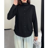 ブラック | aimoha - select -/ハイネックフェイクボタントップス | aimoha 