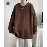ブラウン | オーバーサイズ ストレッチワッフルリバーシブルニット オーバーサイズ | aimoha men