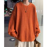 オレンジ | オーバーサイズ ストレッチワッフルリバーシブルニット オーバーサイズ | aimoha men