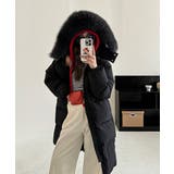 ブラック | ふわふわフォックスファーフードロングダウン | aimoha