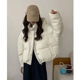 ベージュ | 大きめフードのふかふかショートダウン | aimoha