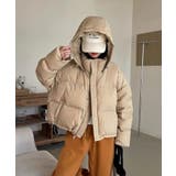 オフホワイト | 大きめフードのふかふかショートダウン | aimoha