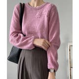 ピンク | フラワー刺繍セーター 韓国 ライク | aimoha 