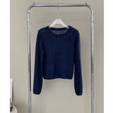 ネイビー | フラワー刺繍セーター 韓国 ライク | aimoha 