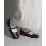 ブラウン | 【shoes365】ストラップスクエアトゥフラットシューズ | aimoha