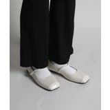 オフホワイト | 【shoes365】ストラップスクエアトゥフラットシューズ | aimoha