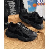 ブラック | 【shoes365】パッチワーク凹凸感厚底スニーカー | aimoha 