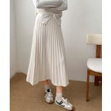 ライトベージュ | プリーツニットロングスカート | aimoha 