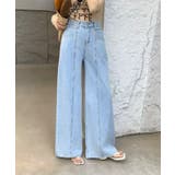 ライトブルー | センターライン ワイドデニムパンツ | aimoha