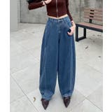 ブルー | ワイドバルーンデニムパンツ | aimoha 