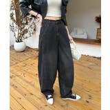 ブラック | ワイドバルーンデニムパンツ | aimoha 