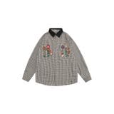HOOK -select- レトロ調刺繍チェック柄デニム襟長袖シャツ | HOOK | 詳細画像2