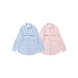 【HOOK】for girls リボンアイレットストライプロングシャツ | HOOK | 詳細画像1 
