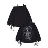 ブラック | 【HOOK】for girls リボンプリントオープンショルダートップス | HOOK