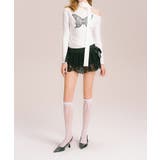 ホワイト | 【HOOK】for girls バタフライ刺繍ワンショルダートップス | HOOK