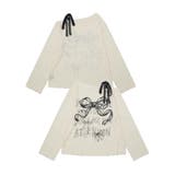 ベージュ | for girls リボンプリントオープンショルダーダメージトップス | HOOK