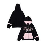 ブラック | 【HOOK】for girls バイカラー刺繍ジップパーカー | HOOK