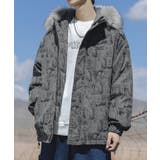 ダークグレー | 軽くて暖かい!フード付き総柄中綿ジャケット 韓国ファッション ストリート系 | HOOK